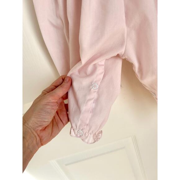 Vintage Baby Girl Smocked Cotton Blend Pink Bubble Suit 9 Months - Picture 5 of 9